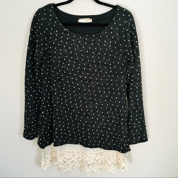 Anthropologie Sweaters - Anthropologie A’reve polka dot lace trim sweater